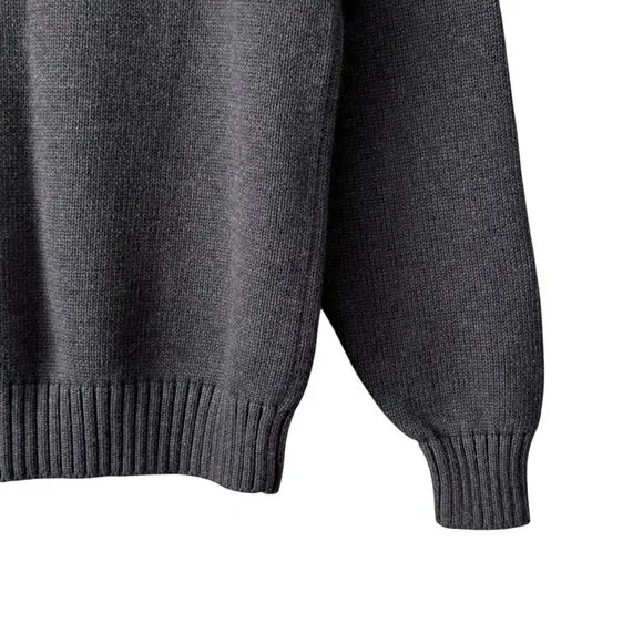 Vintage Lands End Mens Small Drifter Sweater Cotton Pullover 90s Charcoal Gray - Picture 4 of 14